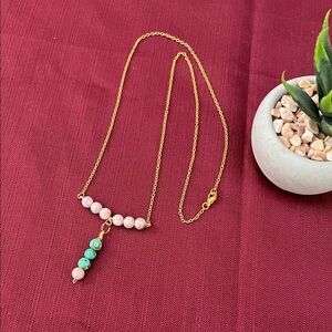 2 for $28 - Delicate t shape gemstone necklace